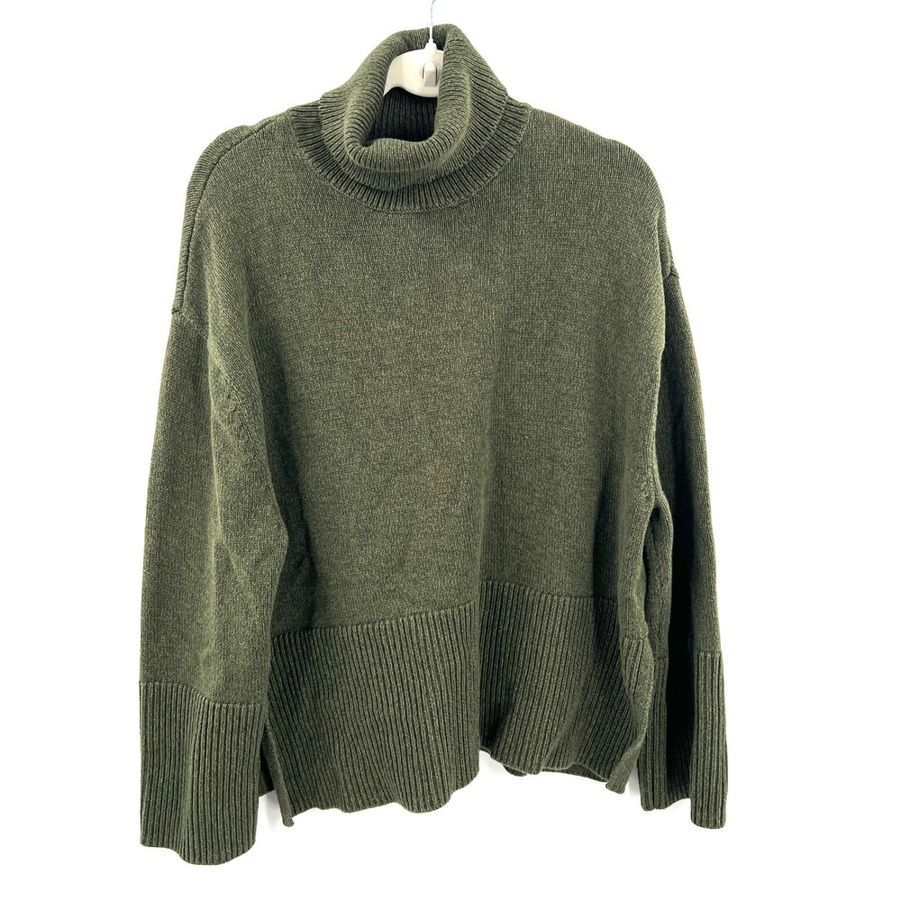 GAP turtleneck drop shoulder crop sweater classic minimalist coastal M tall